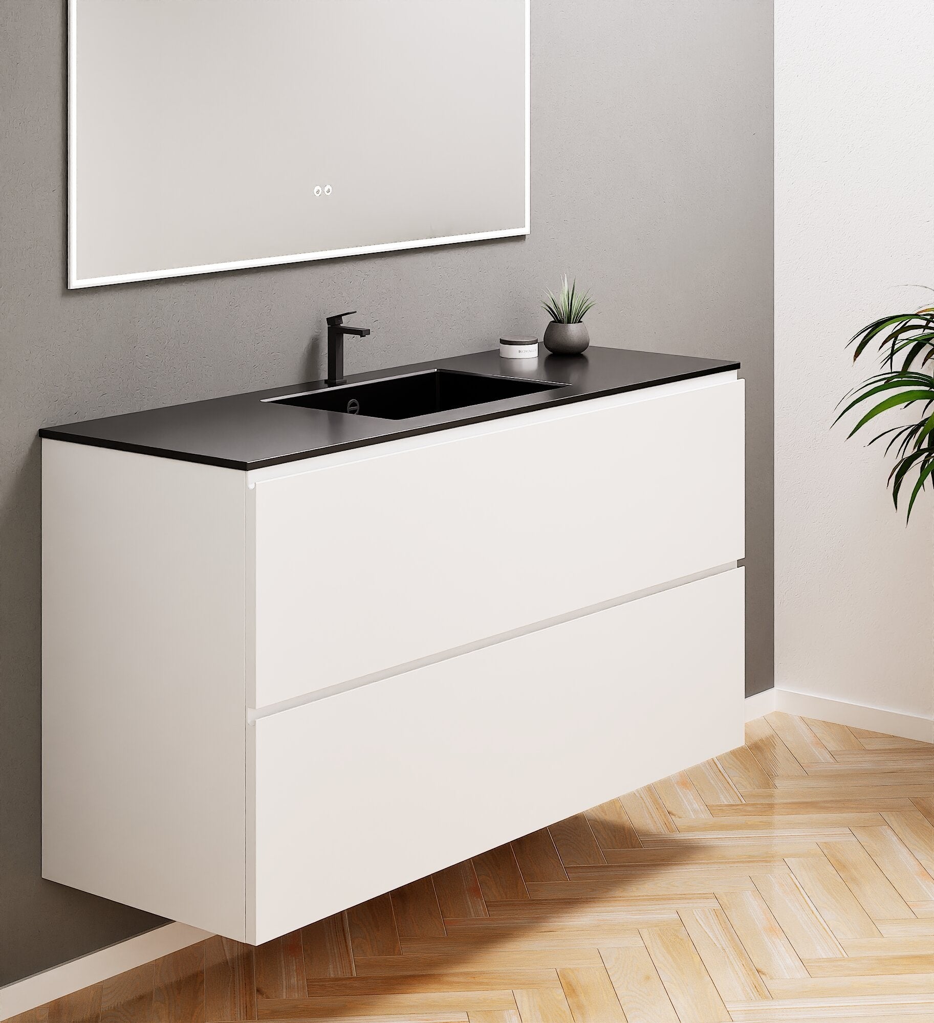 Alba – Corian® Basin Unit with 2 Drawers - Rovalux