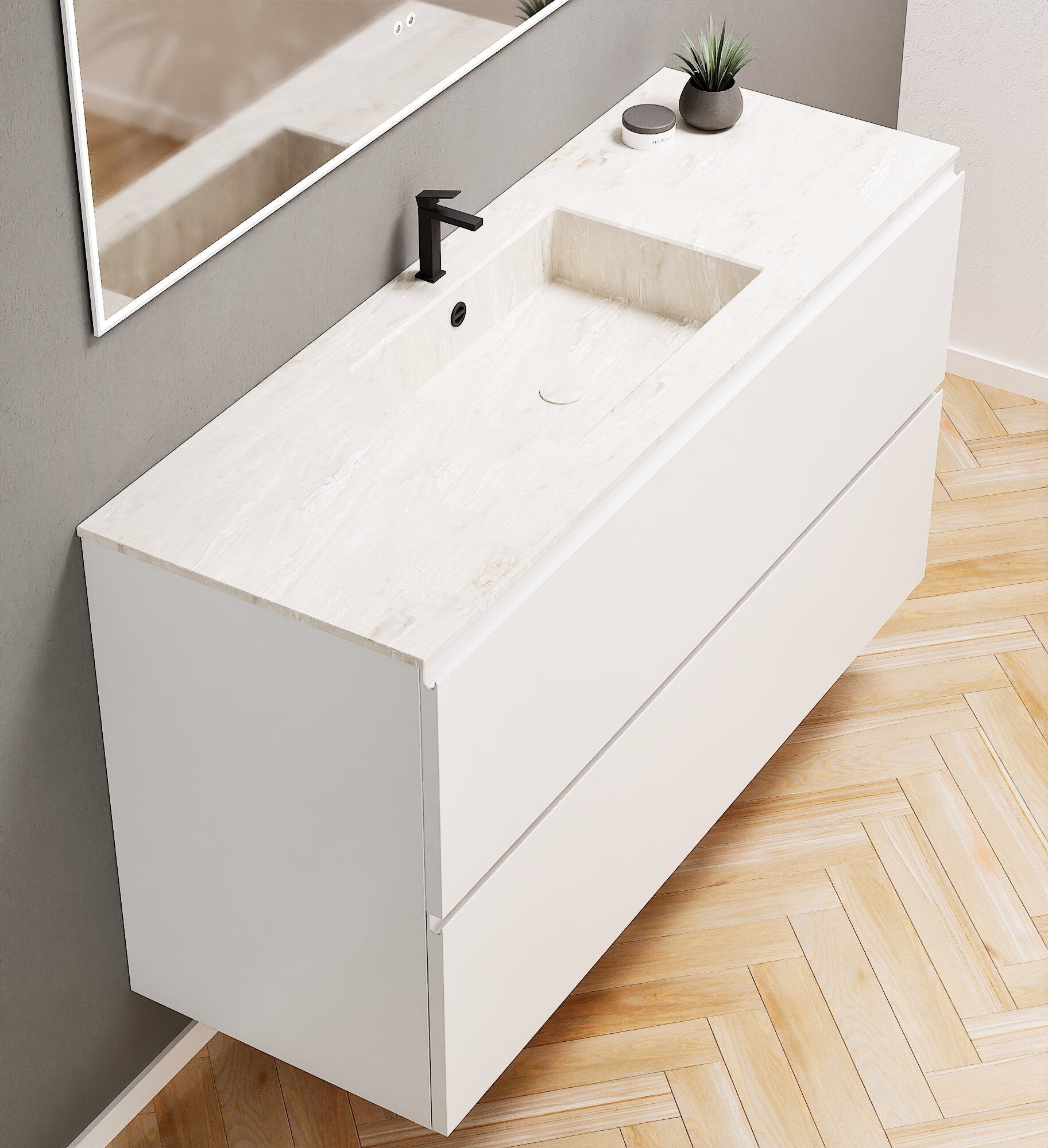 Alba – Corian® Basin Unit with 2 Drawers - Rovalux