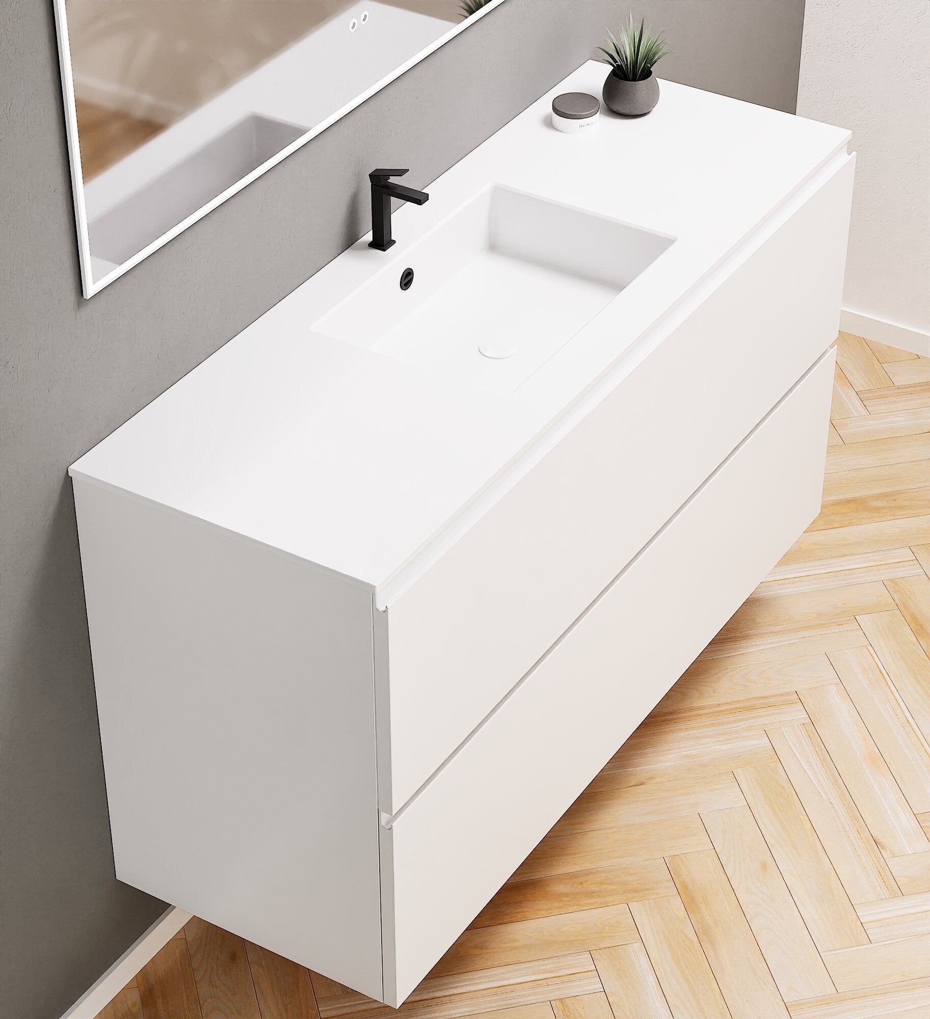 Alba – Corian® Basin Unit with 2 Drawers - Rovalux