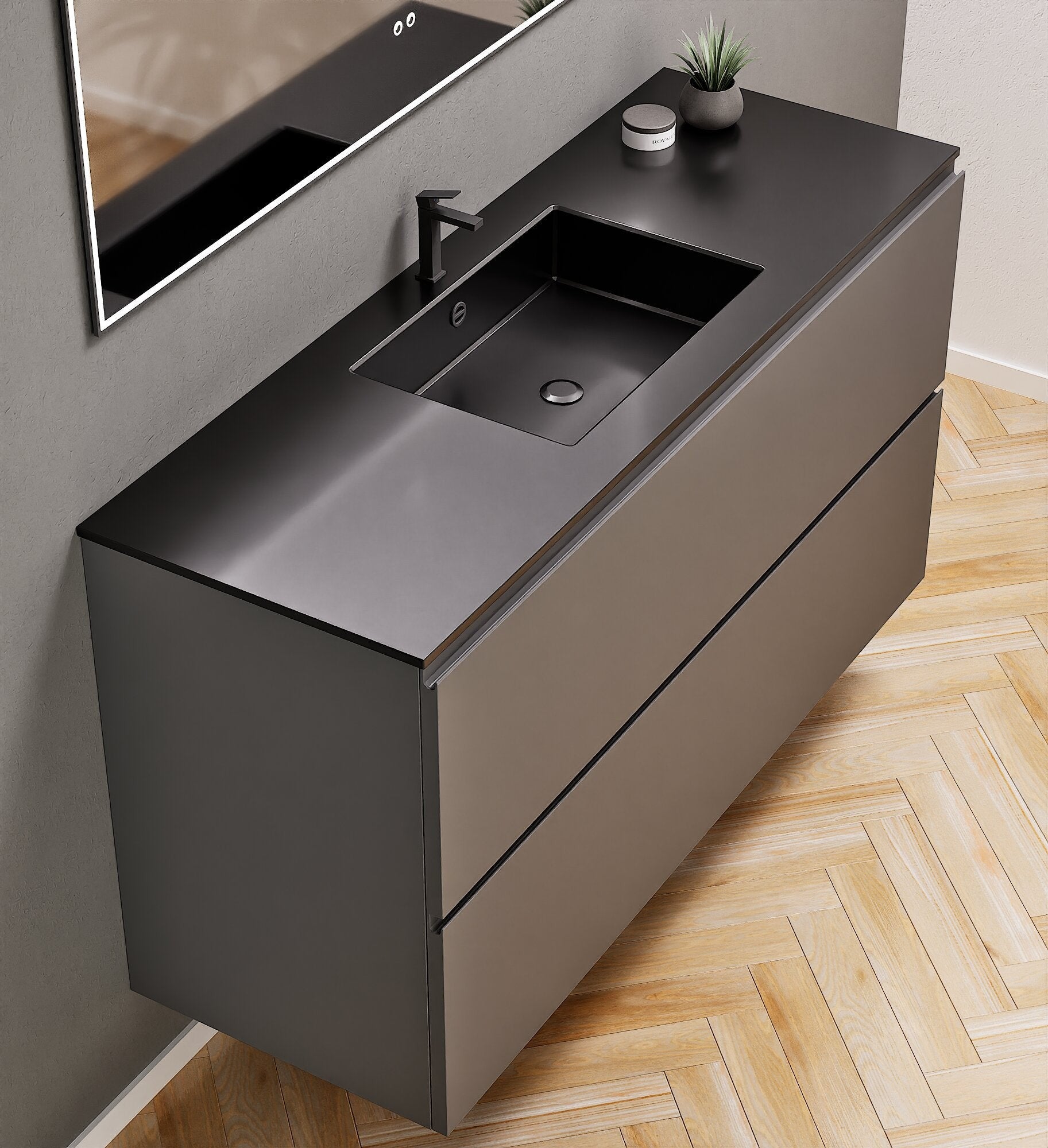 Alba – Corian® Basin Unit with 2 Drawers - Rovalux