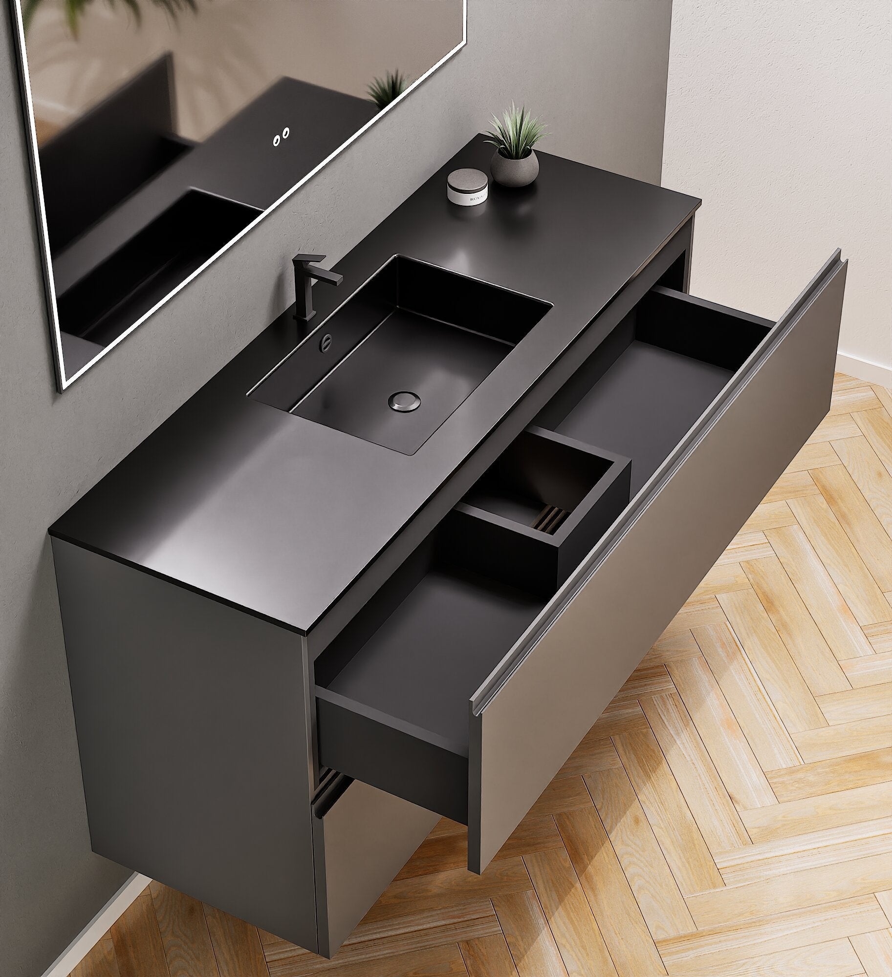 Alba – Corian® Basin Unit with 2 Drawers - Rovalux