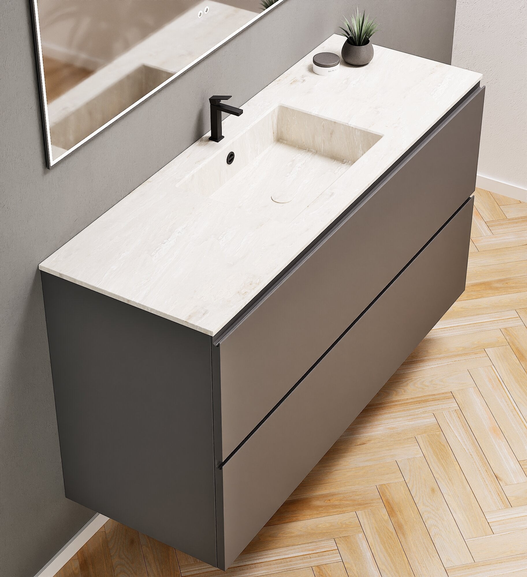 Alba – Corian® Basin Unit with 2 Drawers - Rovalux