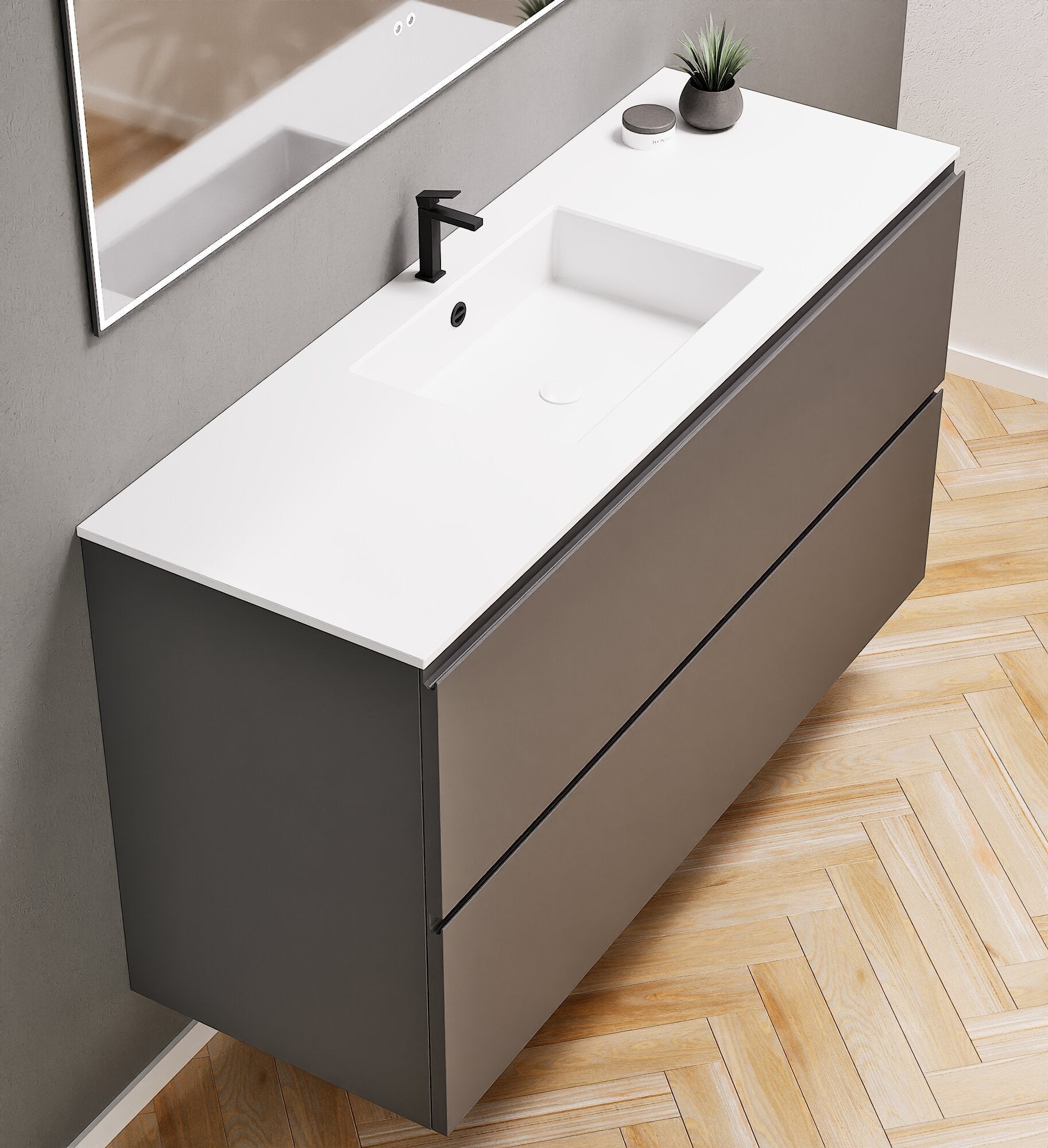 Alba – Corian® Basin Unit with 2 Drawers - Rovalux