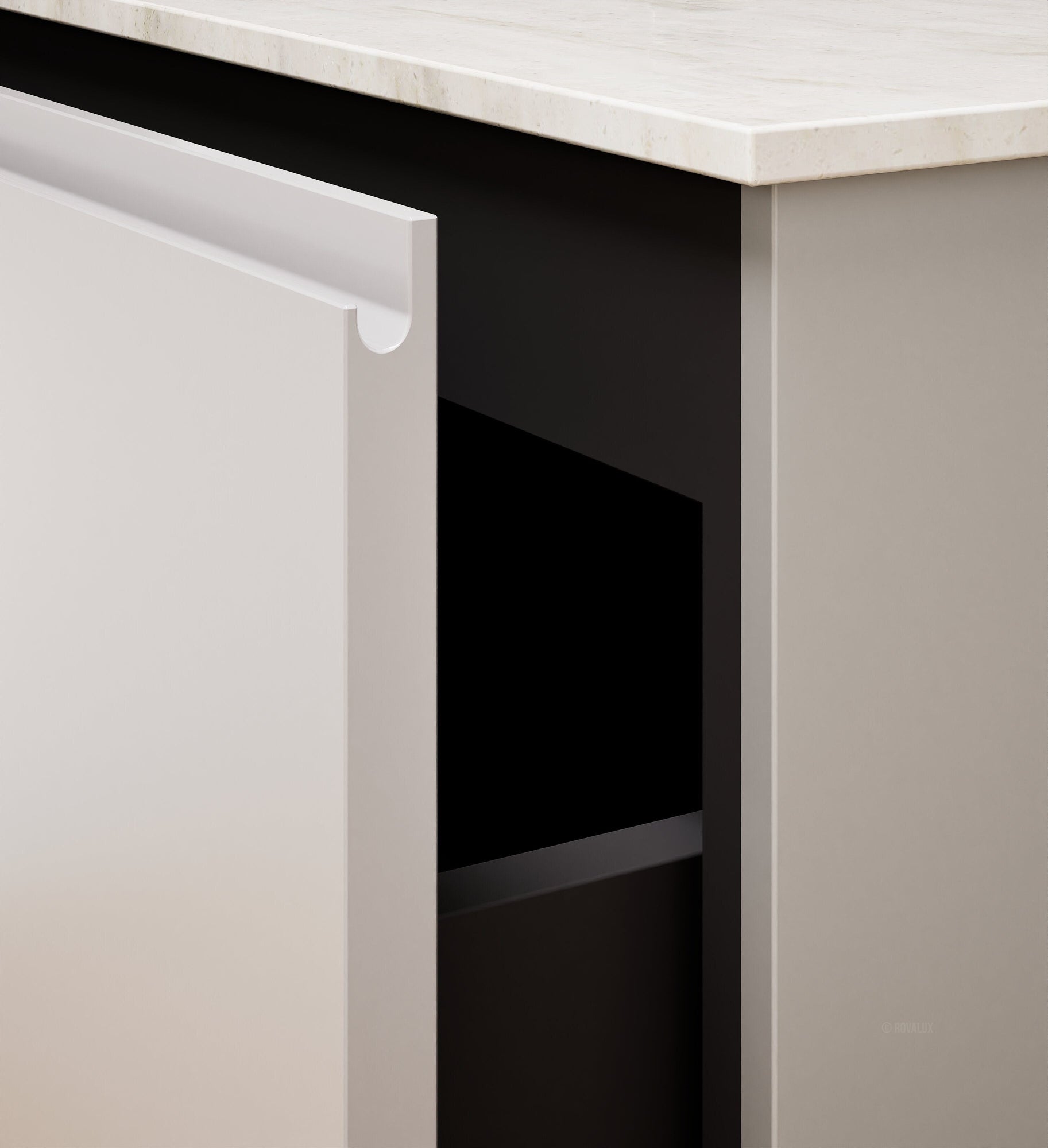 ALBA - Integrated single sink basin unit & 2 Stacked Drawers vanity unit 2 Side Shelves - Rovalux