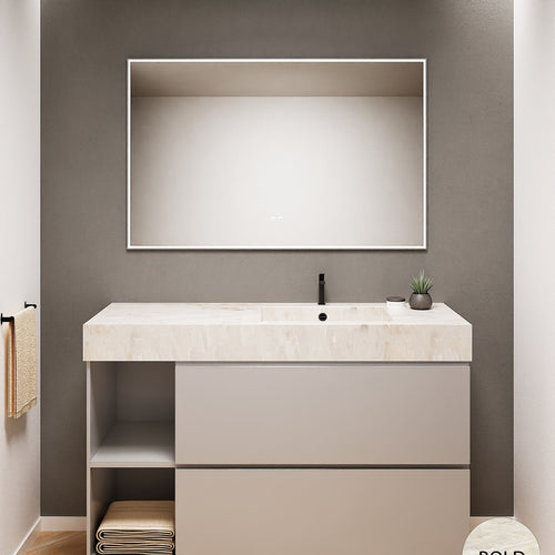 ALBA - Integrated single sink basin unit & 2 Stacked Drawers vanity unit 2 Side Shelves - Rovalux