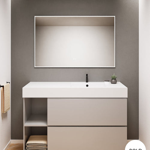 ALBA - Integrated single sink basin unit & 2 Stacked Drawers vanity unit 2 Side Shelves - Rovalux
