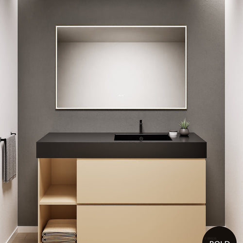 ALBA - Integrated single sink basin unit & 2 Stacked Drawers vanity unit 2 Side Shelves - Rovalux