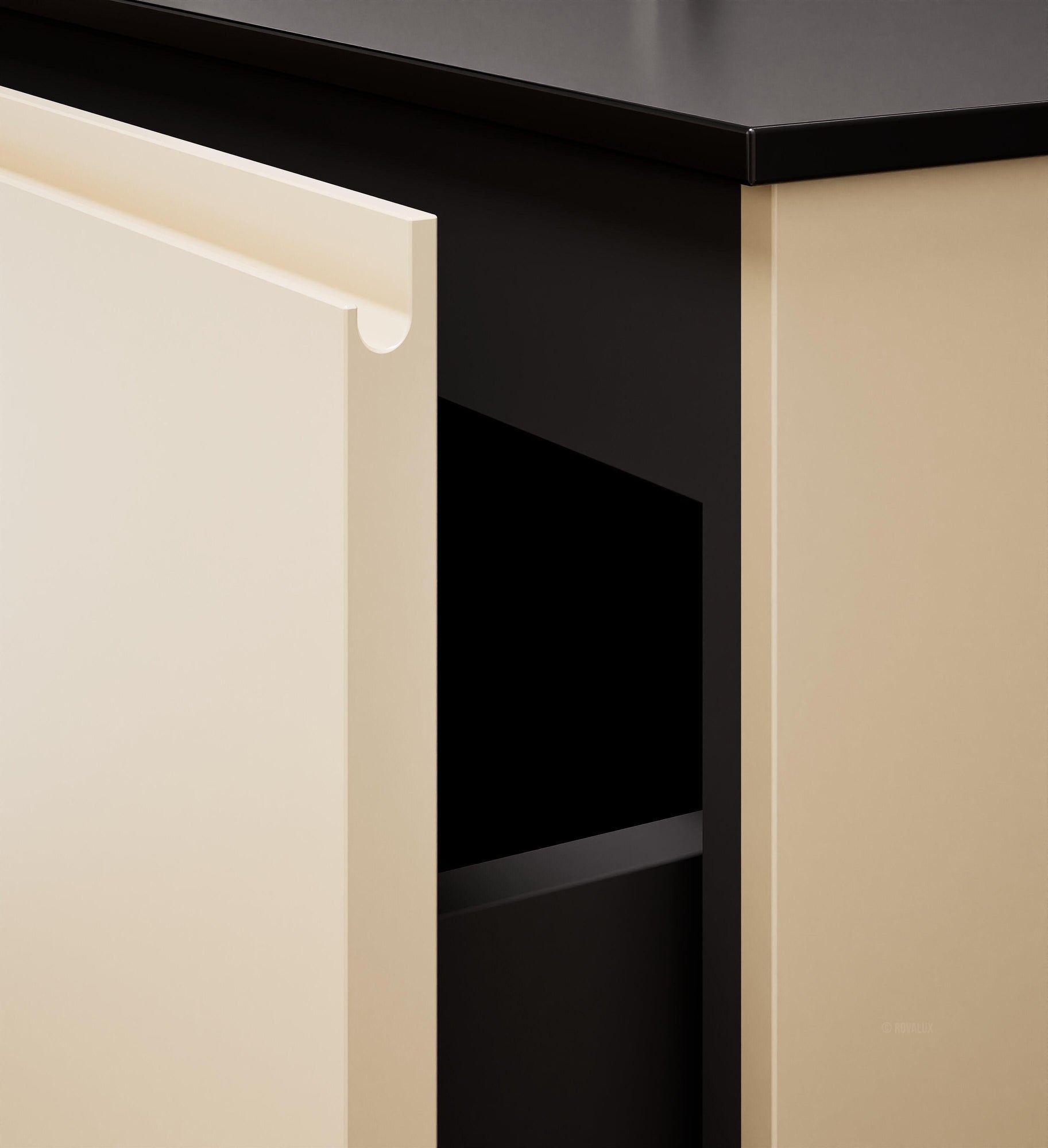 ALBA - Integrated single sink basin unit & 2 Stacked Drawers vanity unit 2 Side Shelves - Rovalux