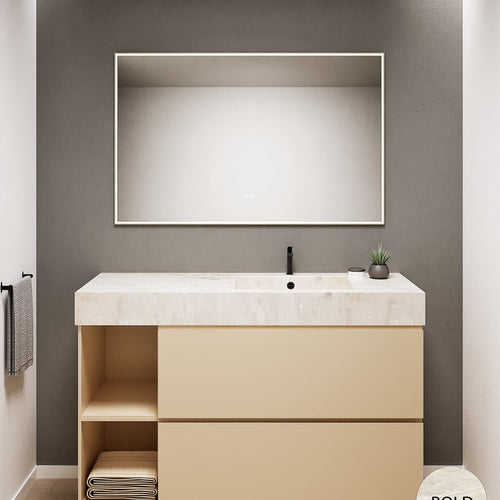 ALBA - Integrated single sink basin unit & 2 Stacked Drawers vanity unit 2 Side Shelves - Rovalux