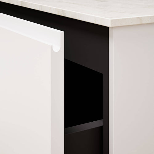 ALBA - Integrated single sink basin unit & 2 Stacked Drawers vanity unit 2 Side Shelves - Rovalux