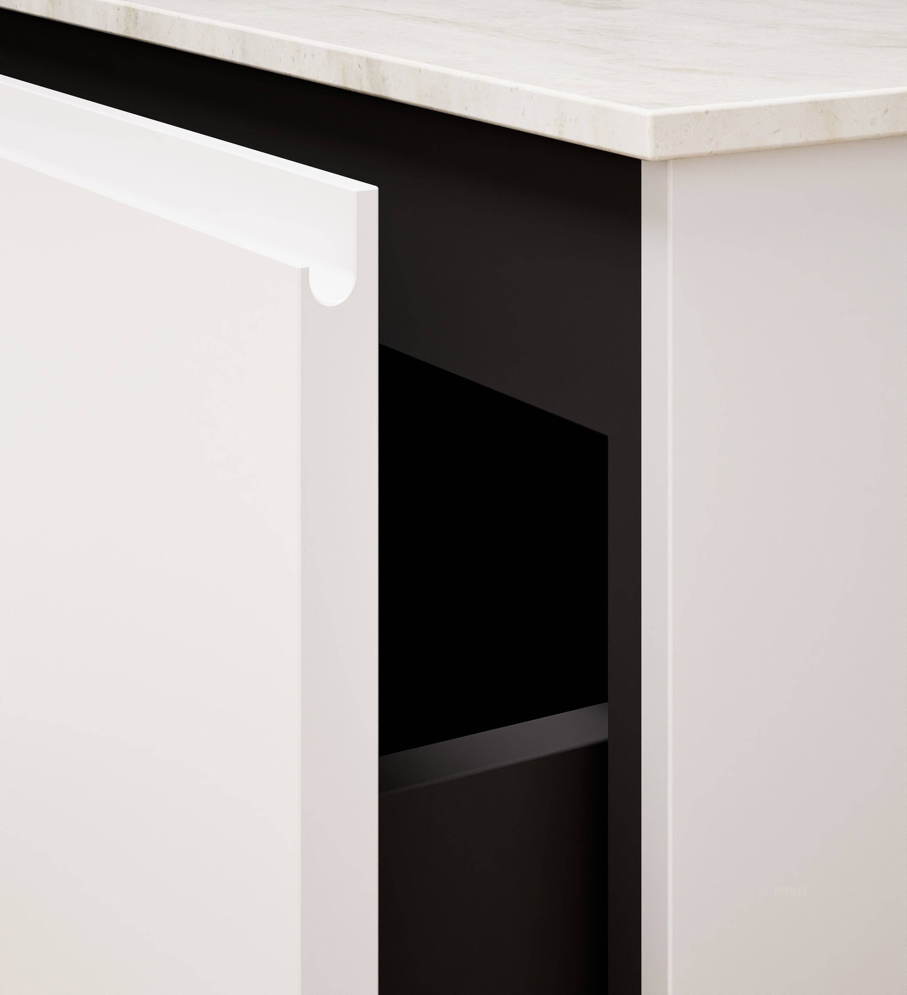 ALBA - Integrated single sink basin unit & 2 Stacked Drawers vanity unit 2 Side Shelves - Rovalux