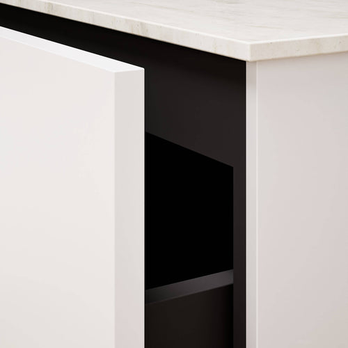 ALBA - Integrated single sink basin unit & 2 Stacked Drawers vanity unit 2 Side Shelves - Rovalux