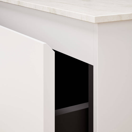 ALBA - Integrated single sink basin unit & 2 Stacked Drawers vanity unit 2 Side Shelves - Rovalux