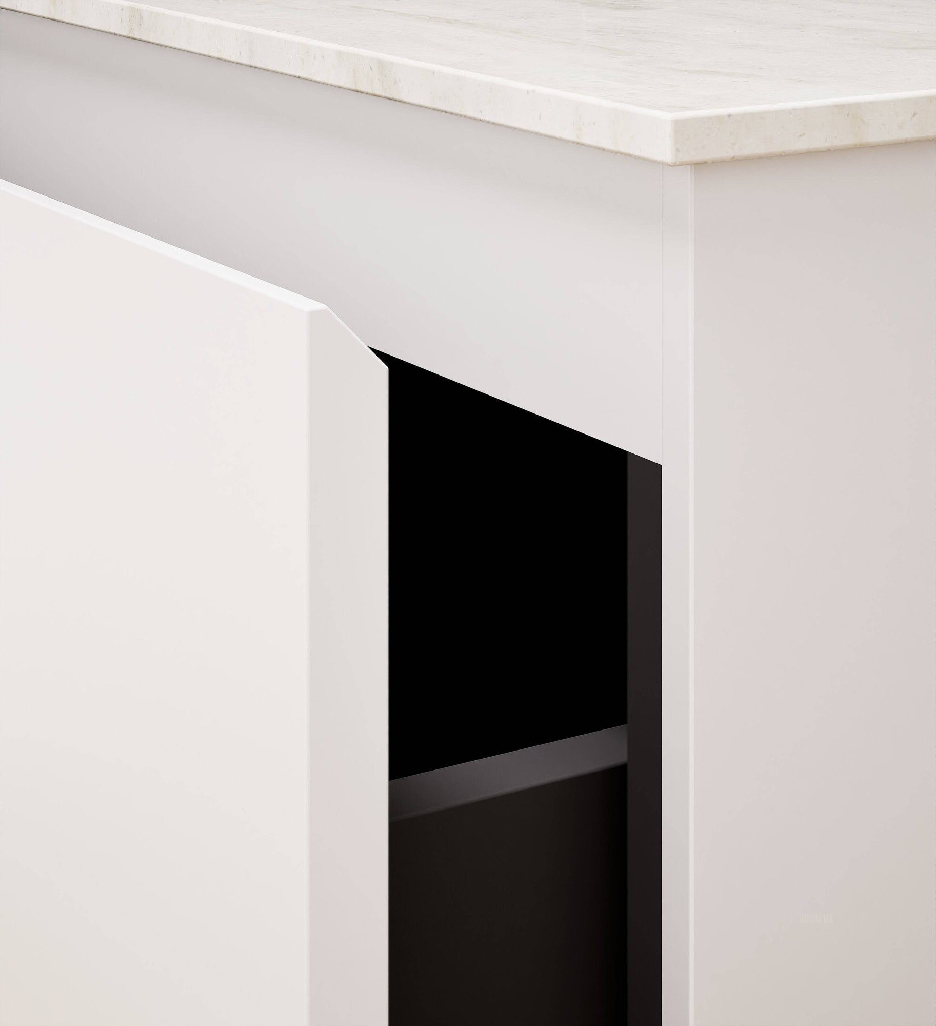 ALBA - Integrated single sink basin unit & 2 Stacked Drawers vanity unit 2 Side Shelves - Rovalux