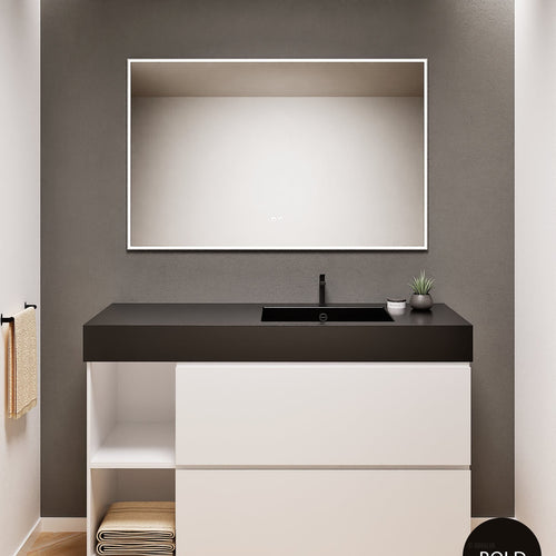 ALBA - Integrated single sink basin unit & 2 Stacked Drawers vanity unit 2 Side Shelves - Rovalux