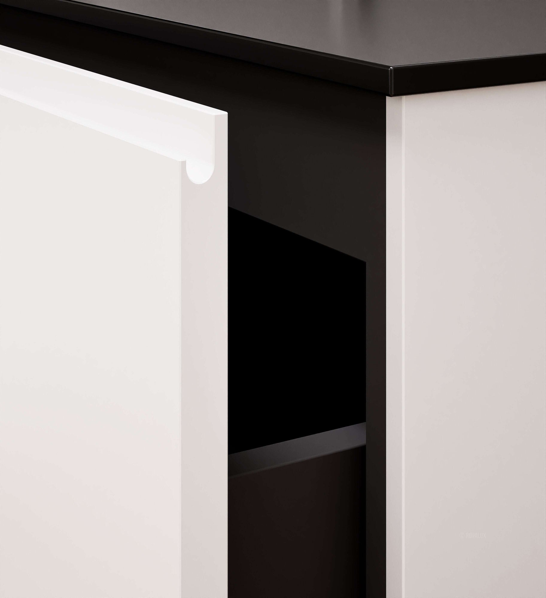 ALBA - Integrated single sink basin unit & 2 Stacked Drawers vanity unit 2 Side Shelves - Rovalux