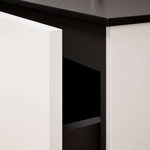 ALBA - Integrated single sink basin unit & 2 Stacked Drawers vanity unit 2 Side Shelves - Rovalux