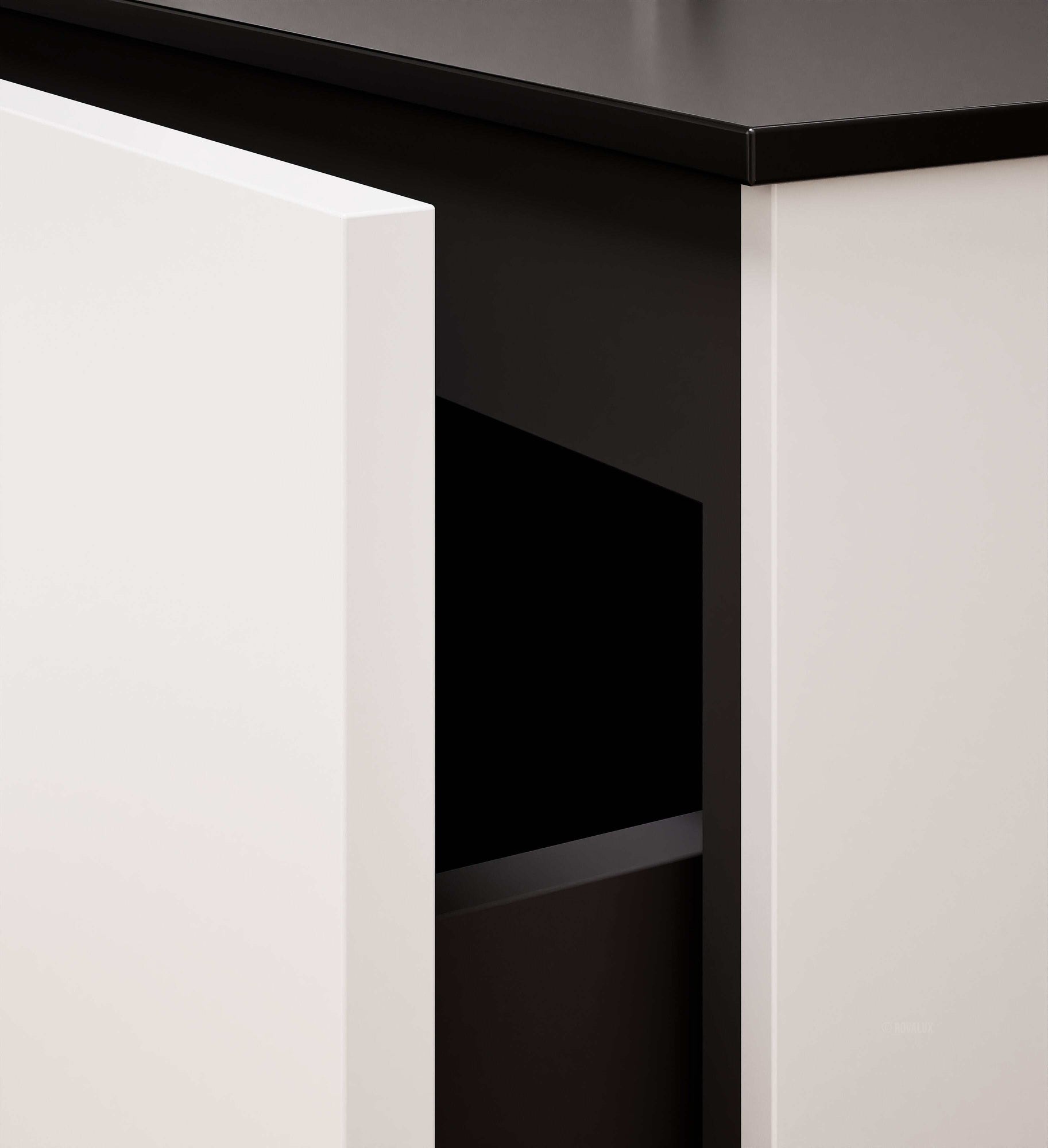 ALBA - Integrated single sink basin unit & 2 Stacked Drawers vanity unit 2 Side Shelves - Rovalux