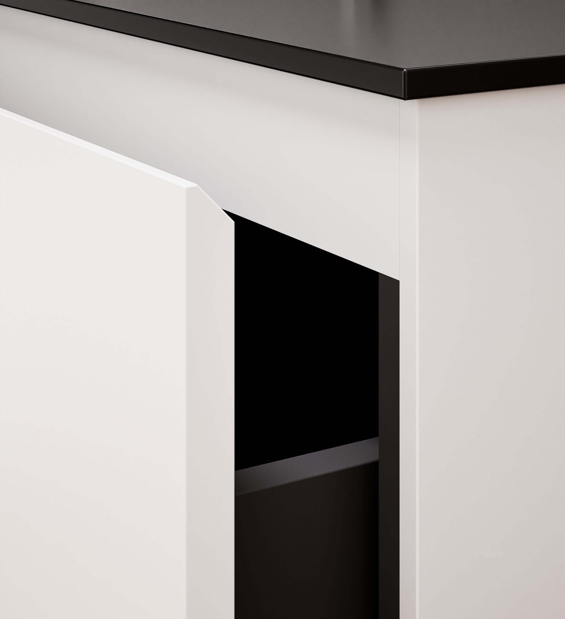ALBA - Integrated single sink basin unit & 2 Stacked Drawers vanity unit 2 Side Shelves - Rovalux