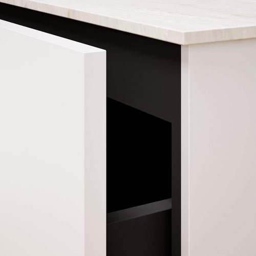 ALBA - Integrated single sink basin unit & 2 Stacked Drawers vanity unit 2 Side Shelves - Rovalux