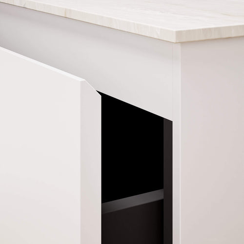 ALBA - Integrated single sink basin unit & 2 Stacked Drawers vanity unit 2 Side Shelves - Rovalux
