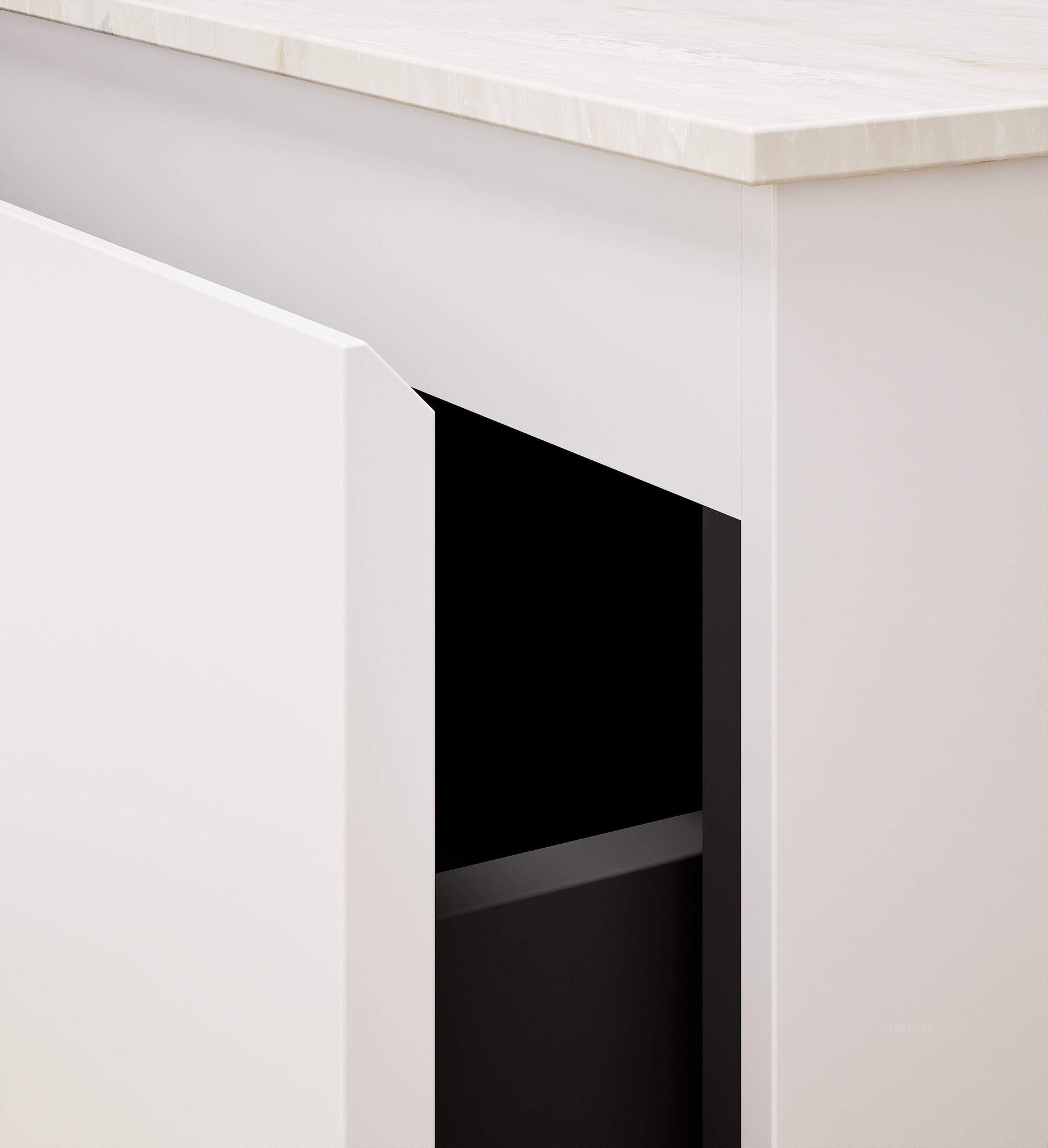 ALBA - Integrated single sink basin unit & 2 Stacked Drawers vanity unit 2 Side Shelves - Rovalux