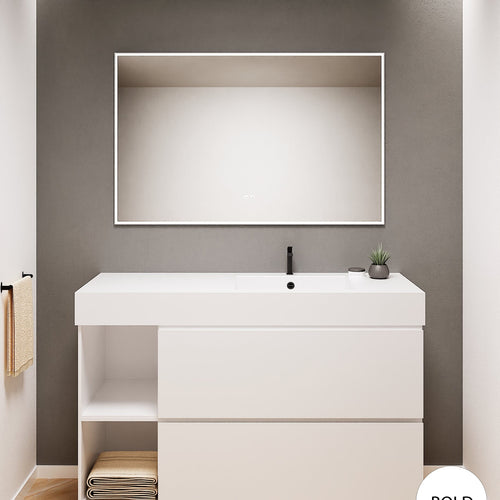 ALBA - Integrated single sink basin unit & 2 Stacked Drawers vanity unit 2 Side Shelves - Rovalux