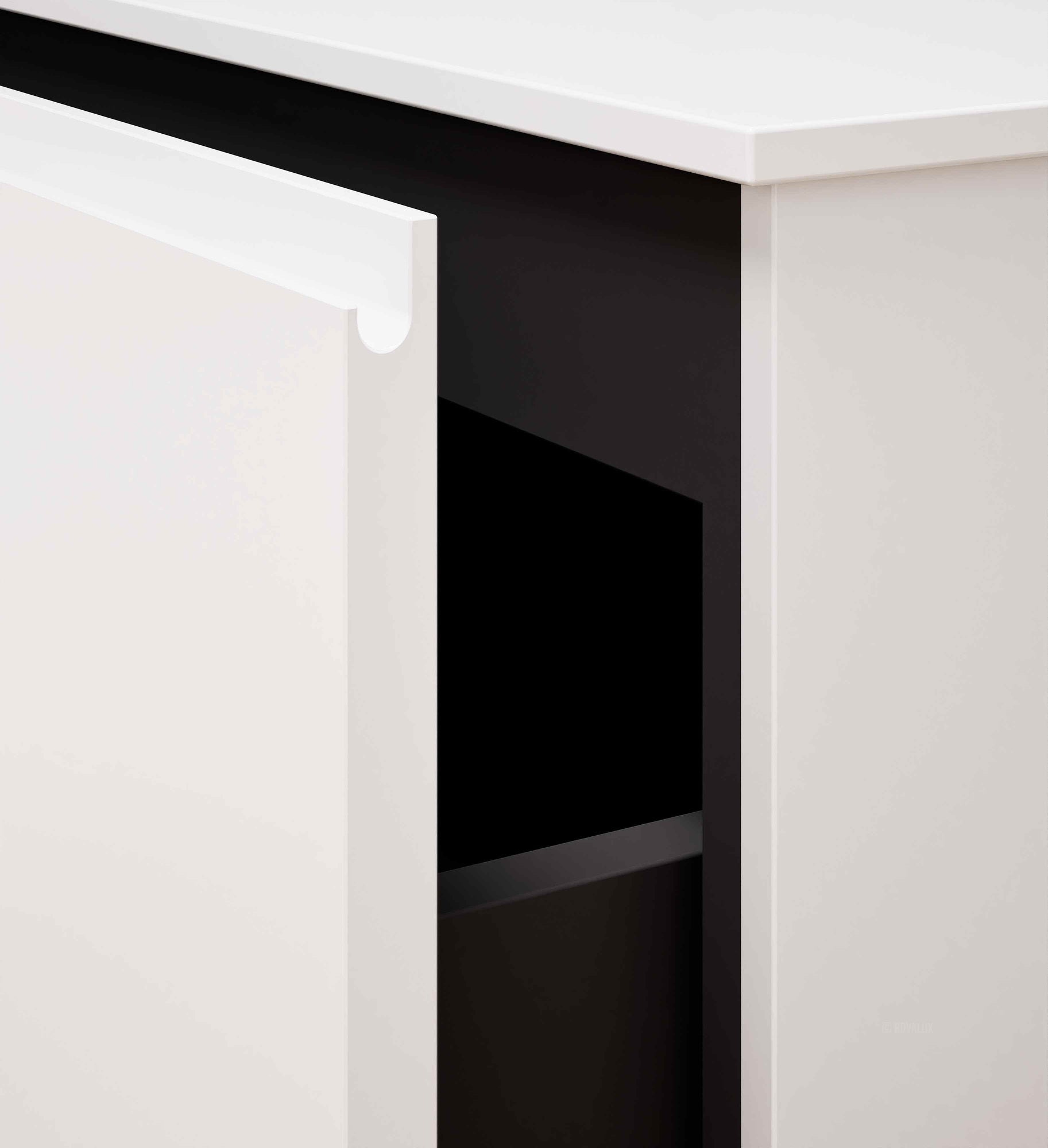 ALBA - Integrated single sink basin unit & 2 Stacked Drawers vanity unit 2 Side Shelves - Rovalux