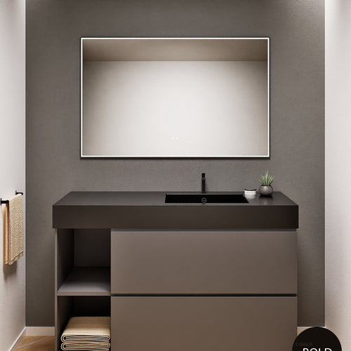 ALBA - Integrated single sink basin unit & 2 Stacked Drawers vanity unit 2 Side Shelves - Rovalux