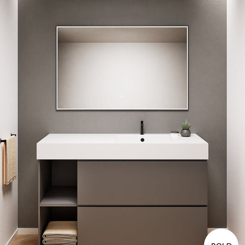 ALBA - Integrated single sink basin unit & 2 Stacked Drawers vanity unit 2 Side Shelves - Rovalux