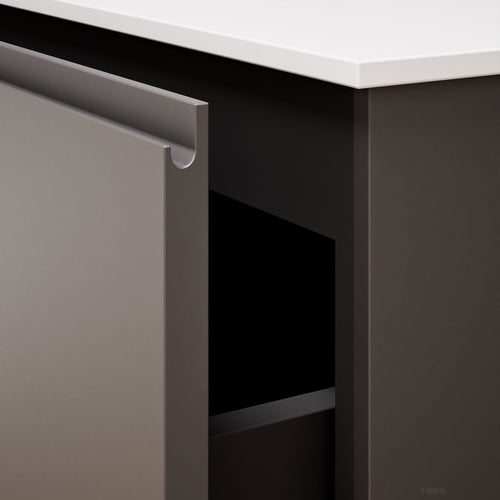 ALBA - Integrated single sink basin unit & 2 Stacked Drawers vanity unit 2 Side Shelves - Rovalux