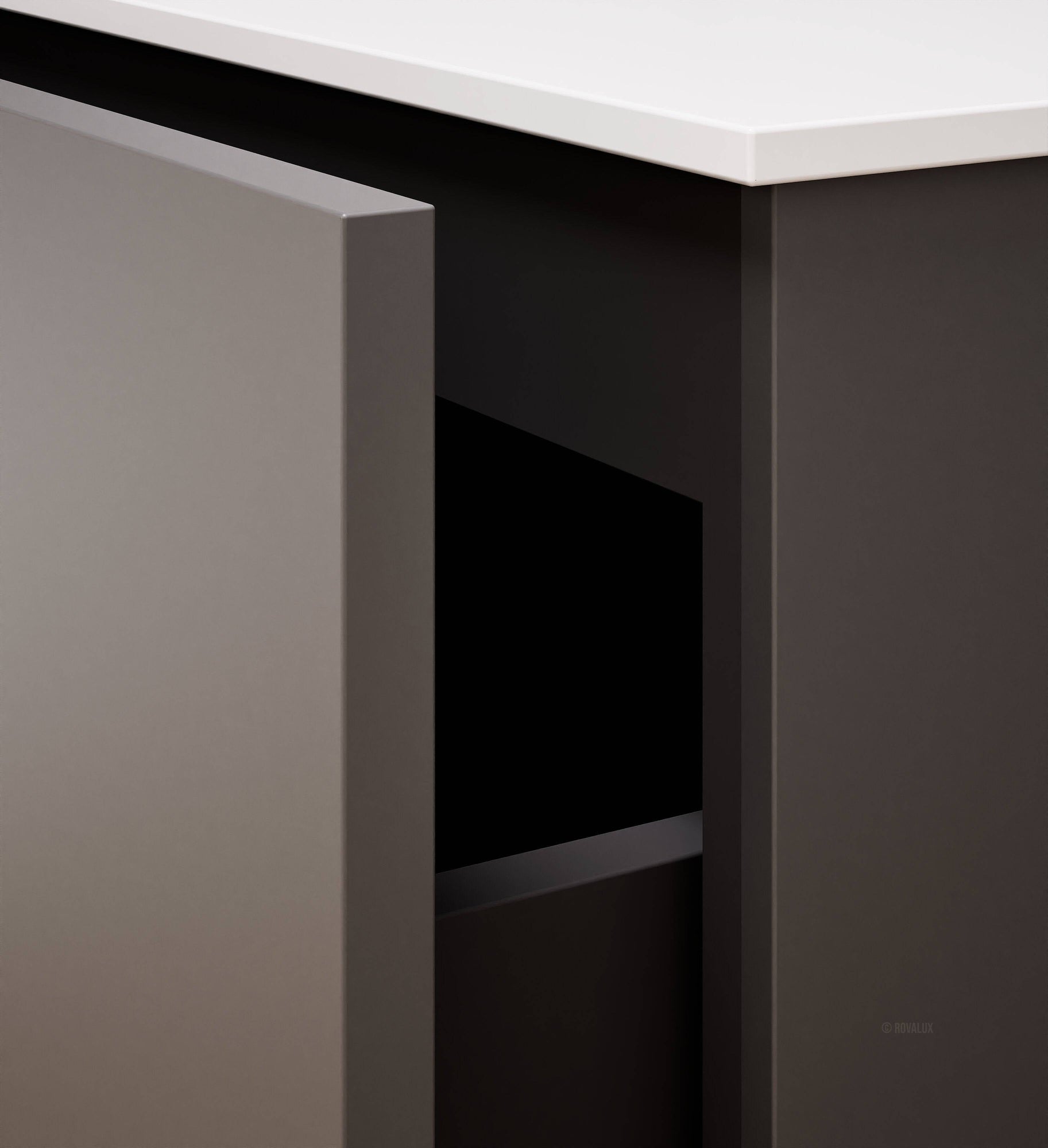 ALBA - Integrated single sink basin unit & 2 Stacked Drawers vanity unit 2 Side Shelves - Rovalux