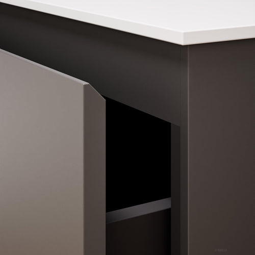 ALBA - Integrated single sink basin unit & 2 Stacked Drawers vanity unit 2 Side Shelves - Rovalux