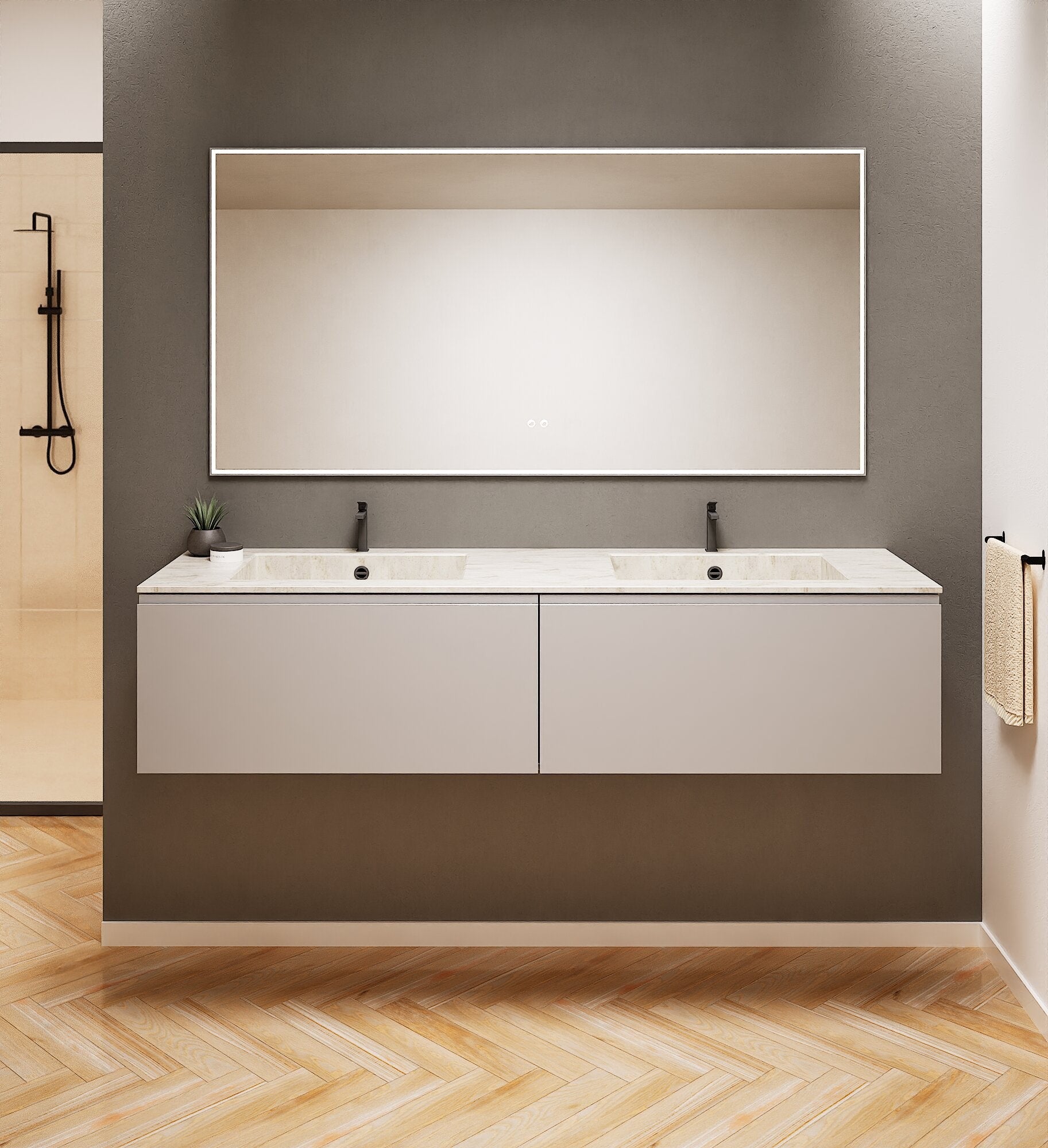 ALBA – Double Corian® Basin Unit with 2 Aligned Drawers - ROVALUX