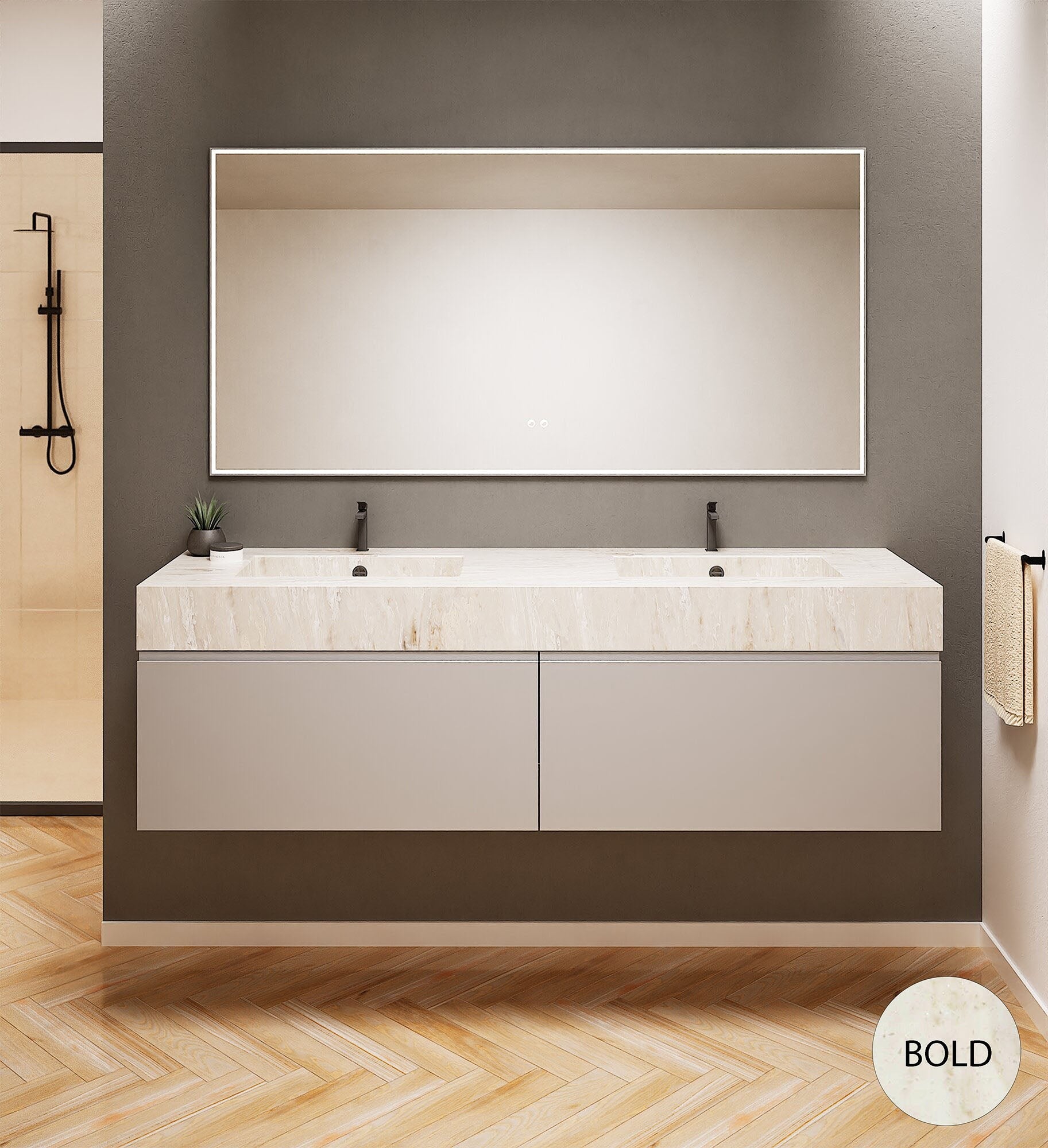 ALBA – Double Corian® Basin Unit with 2 Aligned Drawers - ROVALUX