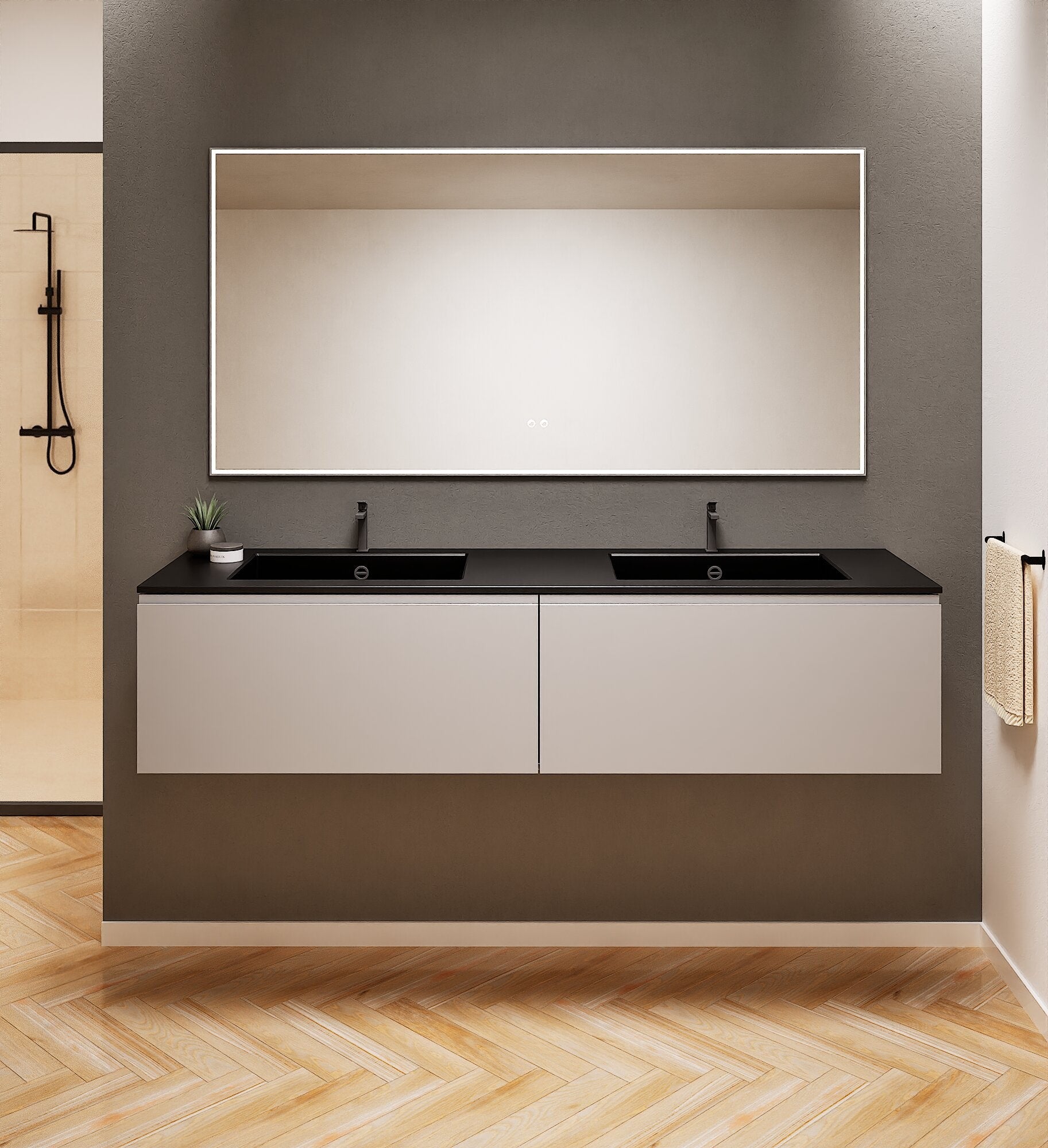 ALBA – Double Corian® Basin Unit with 2 Aligned Drawers - ROVALUX