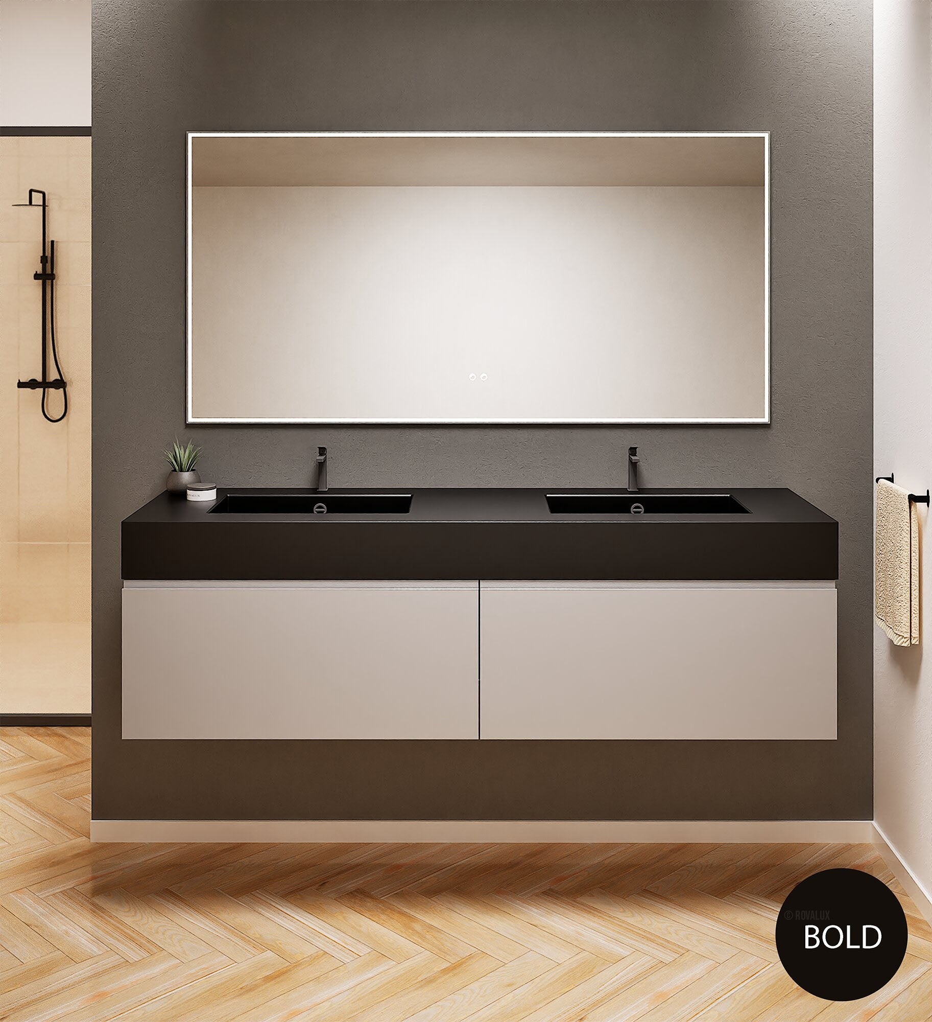 ALBA – Double Corian® Basin Unit with 2 Aligned Drawers - ROVALUX