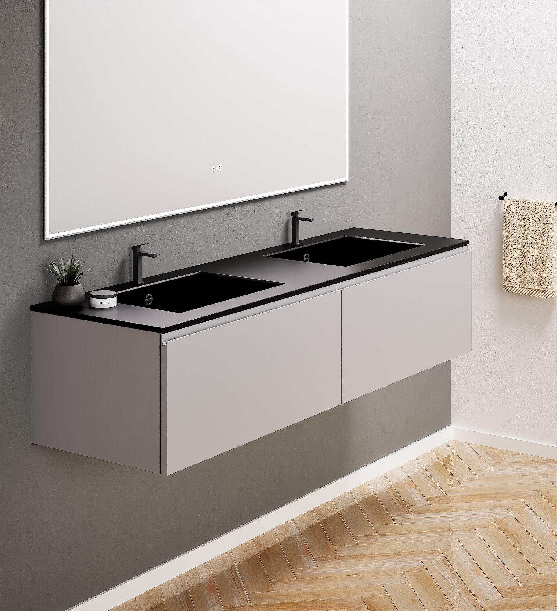 ALBA – Double Corian® Basin Unit with 2 Aligned Drawers - ROVALUX