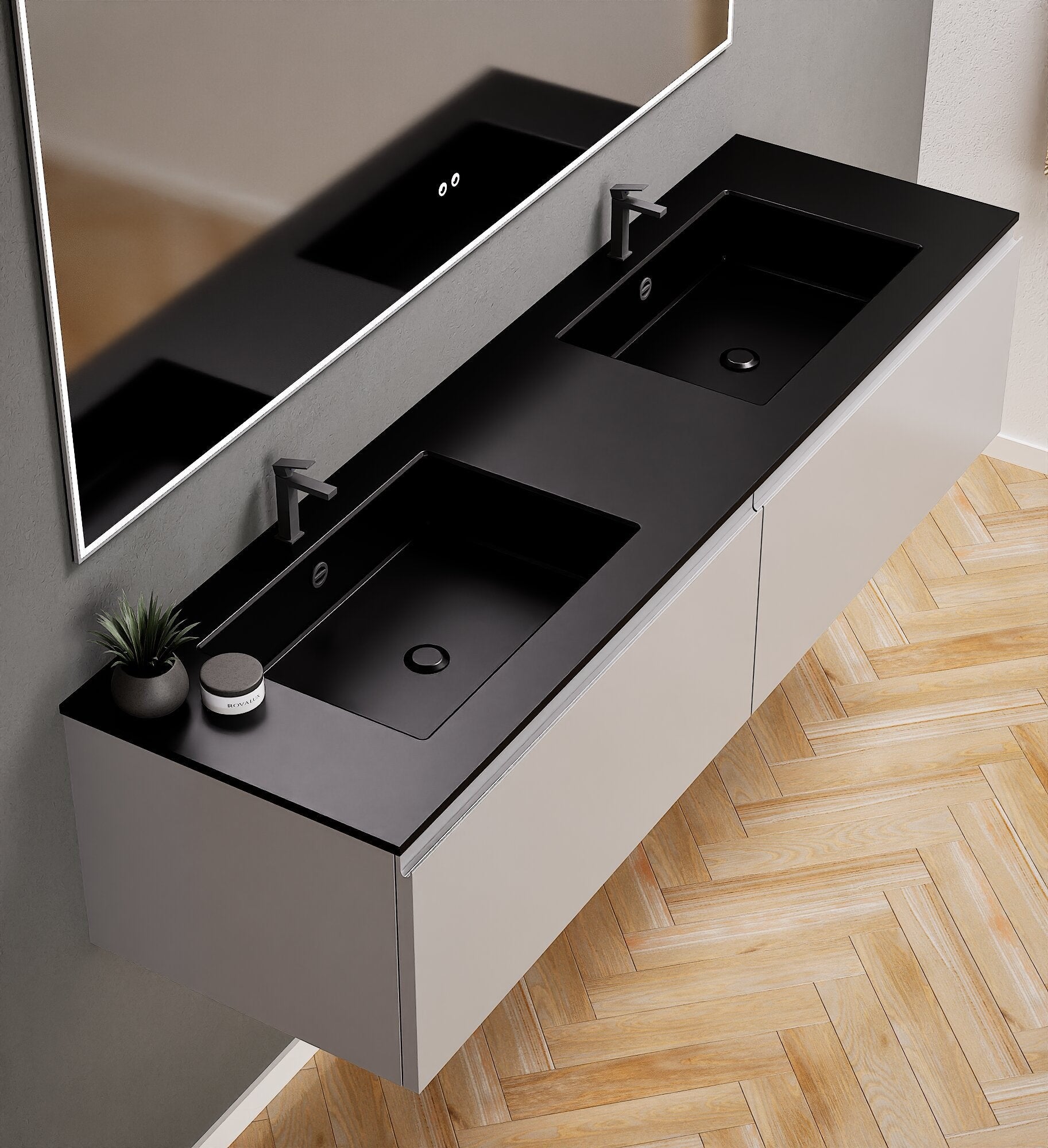 ALBA – Double Corian® Basin Unit with 2 Aligned Drawers - ROVALUX