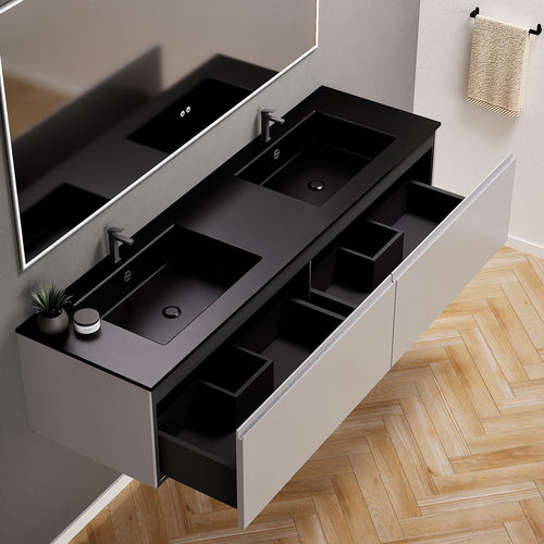 ALBA – Double Corian® Basin Unit with 2 Aligned Drawers - ROVALUX