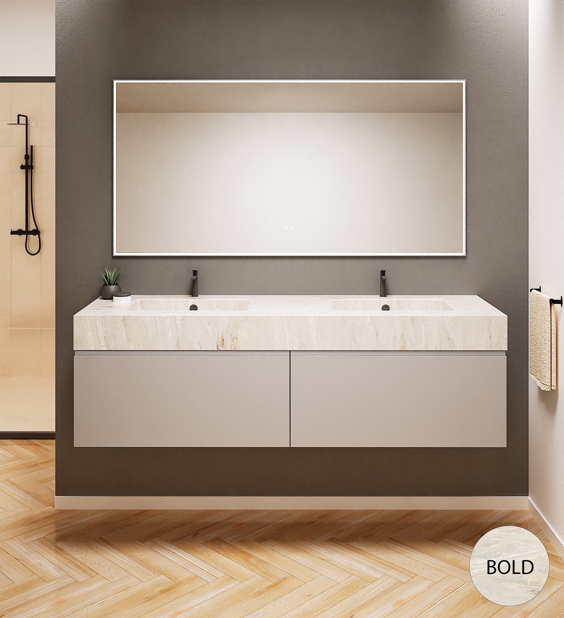 ALBA – Double Corian® Basin Unit with 2 Aligned Drawers - ROVALUX