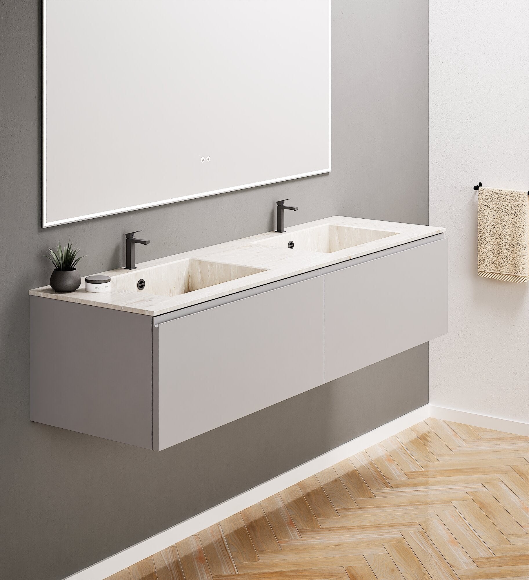ALBA – Double Corian® Basin Unit with 2 Aligned Drawers - ROVALUX