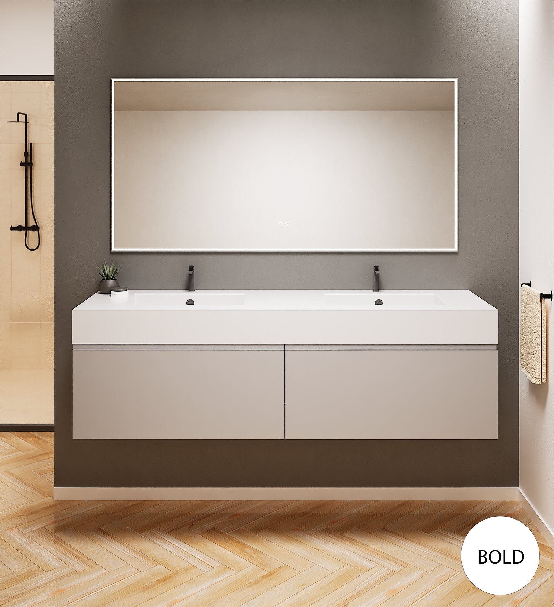 ALBA – Double Corian® Basin Unit with 2 Aligned Drawers - ROVALUX
