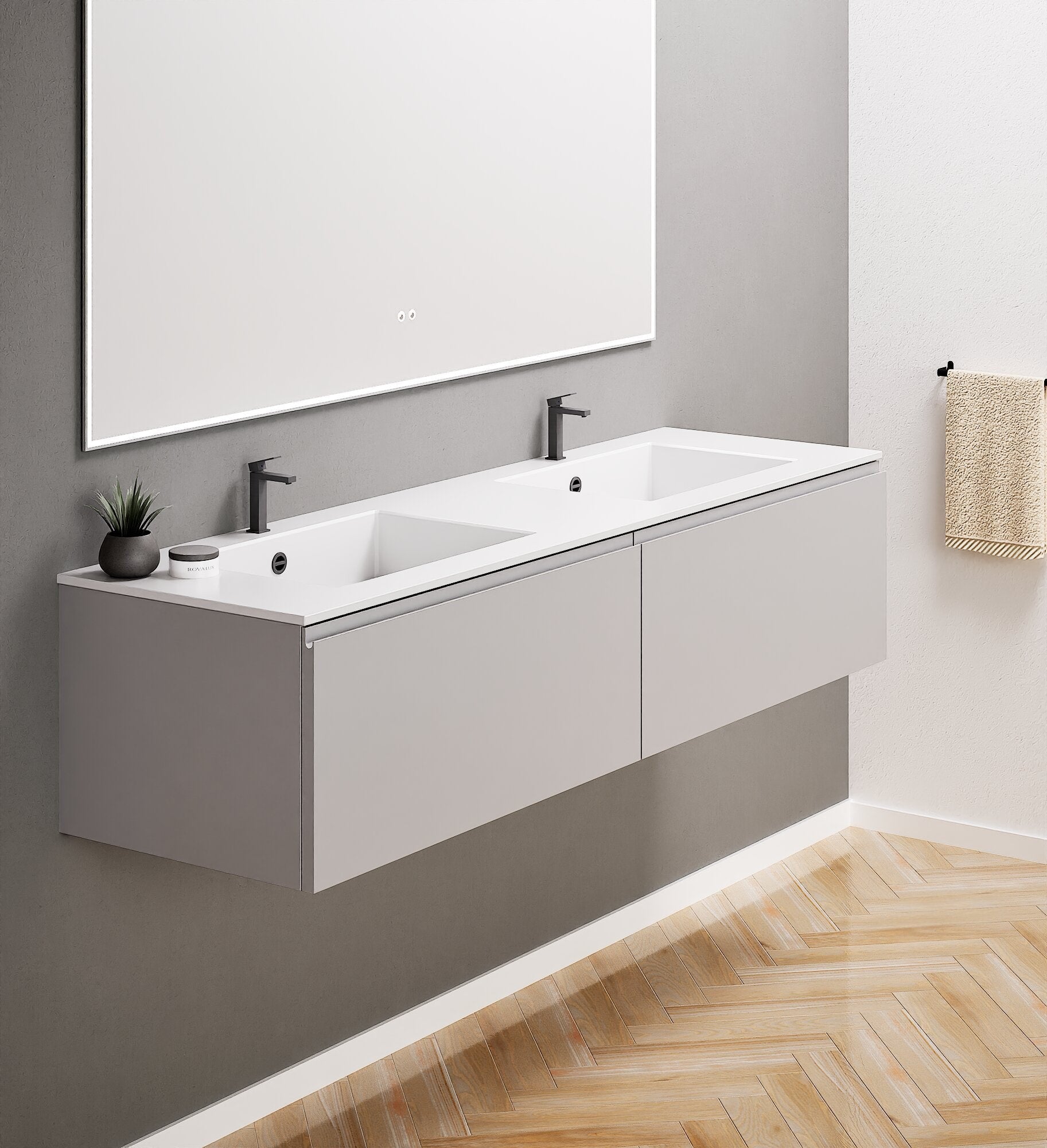 ALBA – Double Corian® Basin Unit with 2 Aligned Drawers - ROVALUX