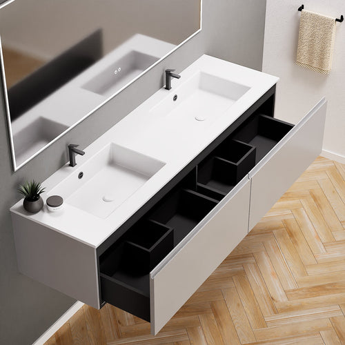 ALBA – Double Corian® Basin Unit with 2 Aligned Drawers - ROVALUX