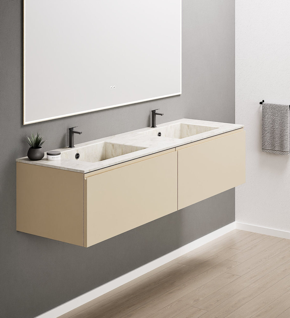 ALBA – Double Corian® Basin Unit with 2 Aligned Drawers - ROVALUX