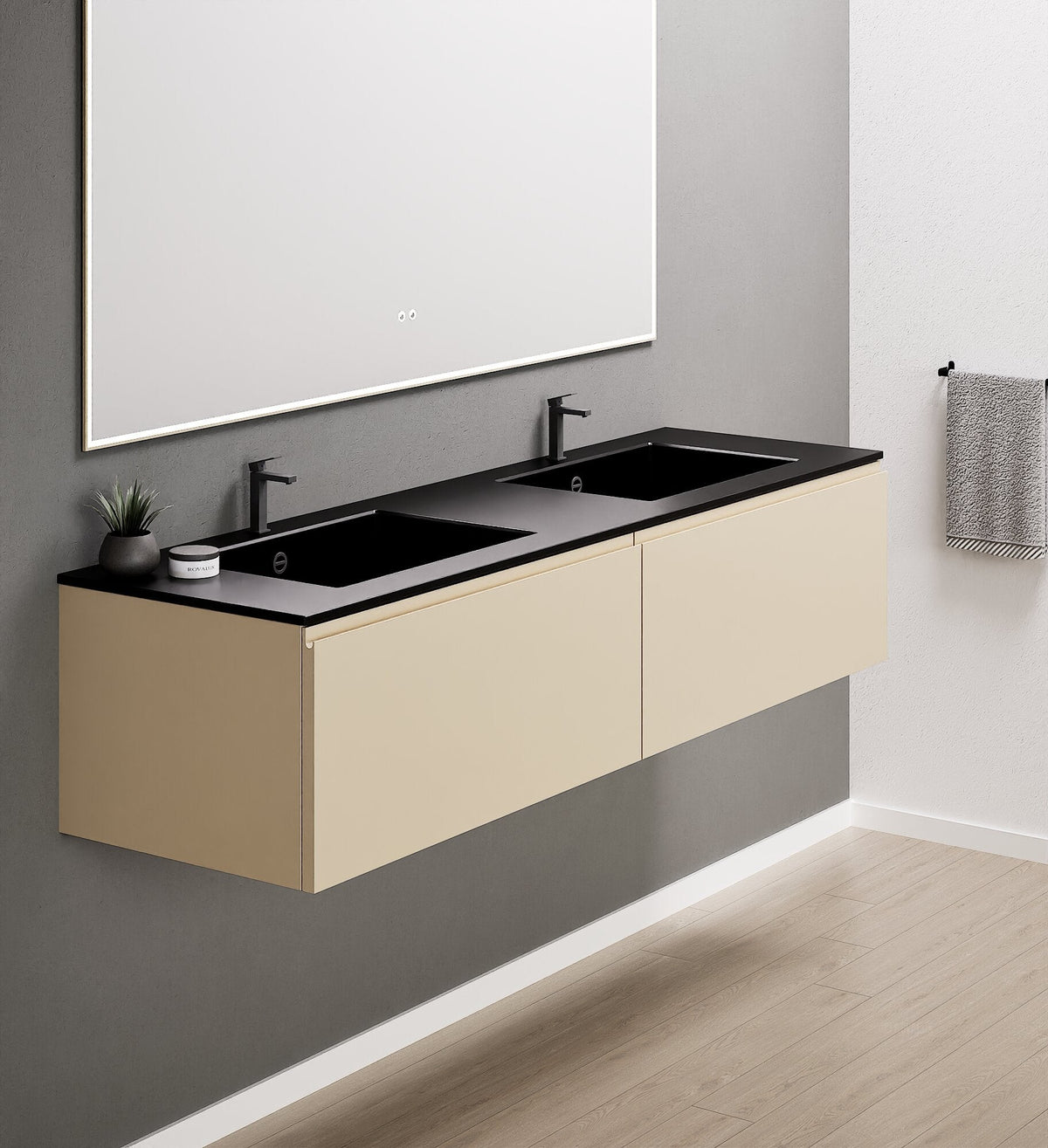 ALBA – Double Corian® Basin Unit with 2 Aligned Drawers - ROVALUX