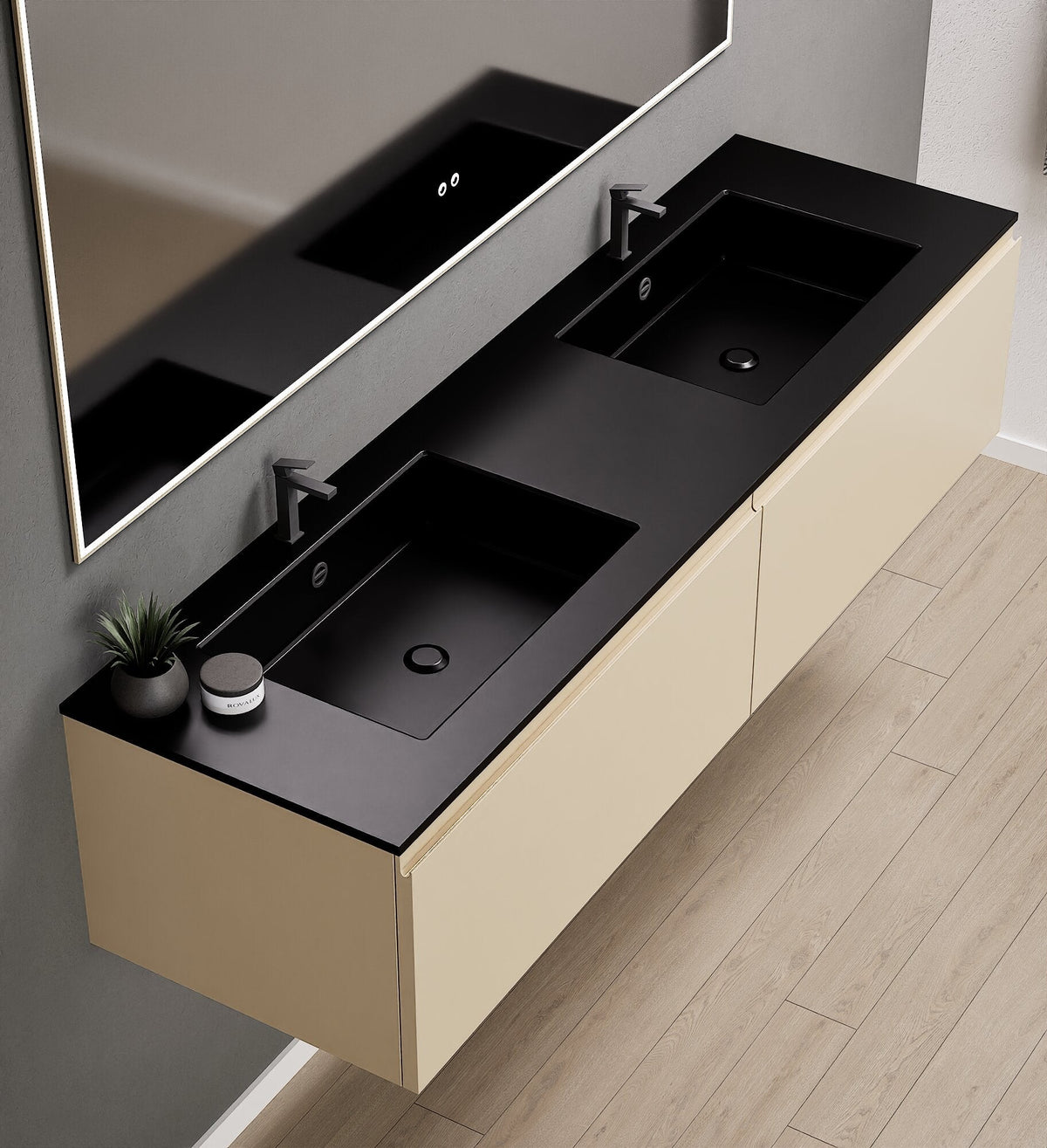 ALBA – Double Corian® Basin Unit with 2 Aligned Drawers - ROVALUX