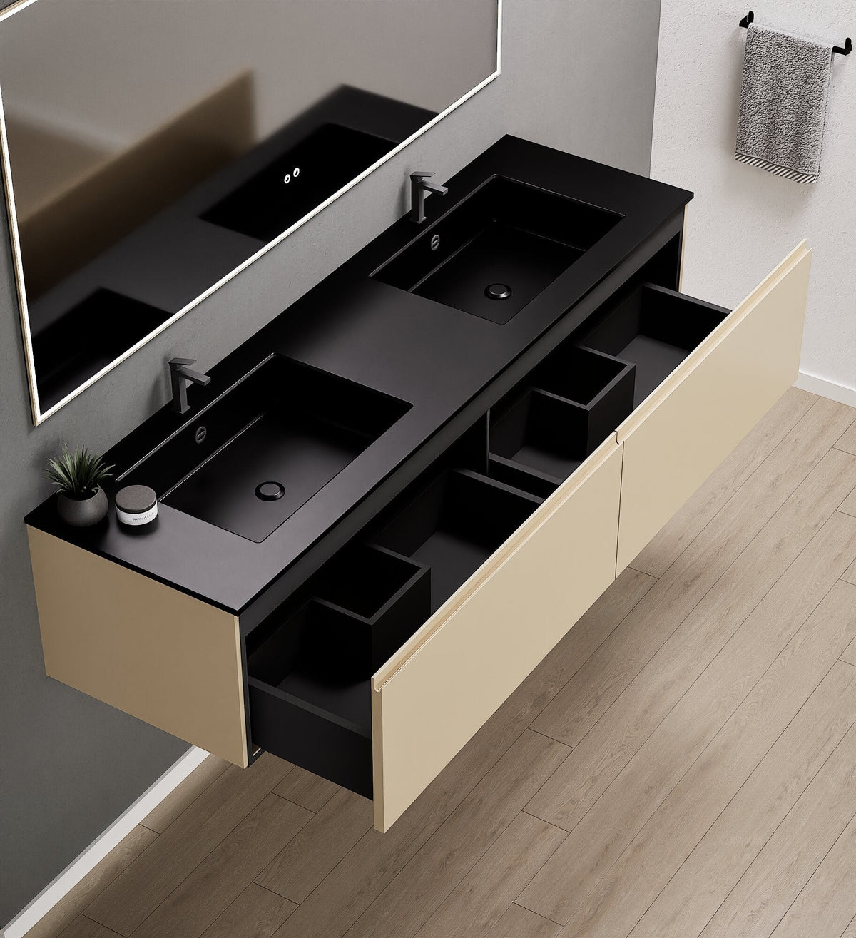 ALBA – Double Corian® Basin Unit with 2 Aligned Drawers - ROVALUX