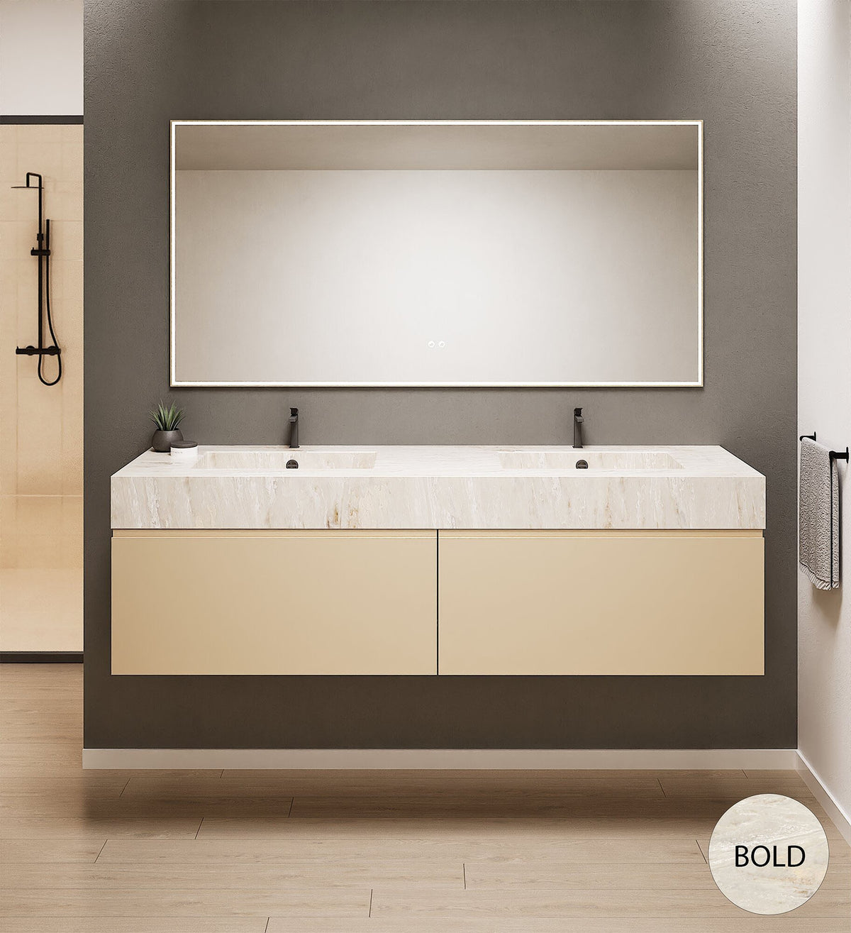 ALBA – Double Corian® Basin Unit with 2 Aligned Drawers - ROVALUX